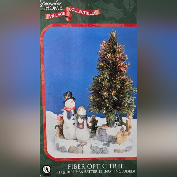 "December Home Collectibles Village" piece with a fiber optic Christmas tree - Picture 1 of 6